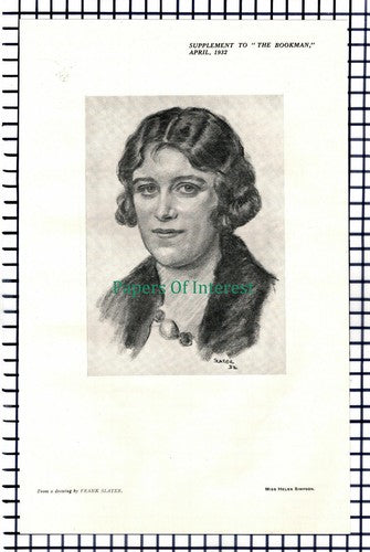 X1344) Miss Helen Simpson Frank Slater  - 1932 Cutting - SEE CONDITION!