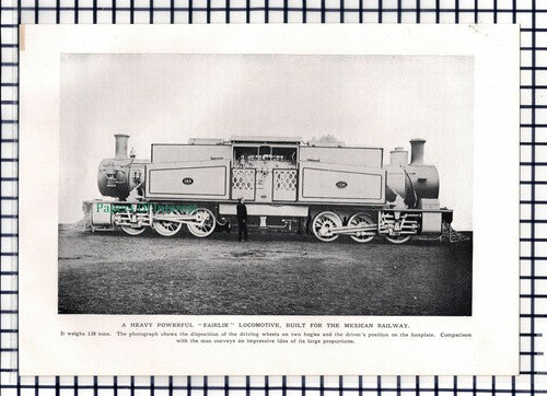 (7019) Fairlie Locomotive Mexican Railway -  c.1950 Cutting/ Print