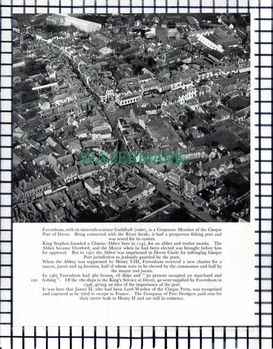 (7535) Faversham Kent Aerial View - 1950s Cutting