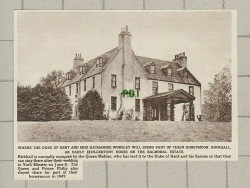 Birkhall Balmoral Duke of Kent Katharine Worsley  -  1961 Small Cutting