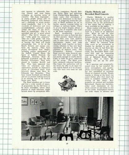 Derek Cable Stowmarket Middle School Concert Band  - 1974 Article / Print