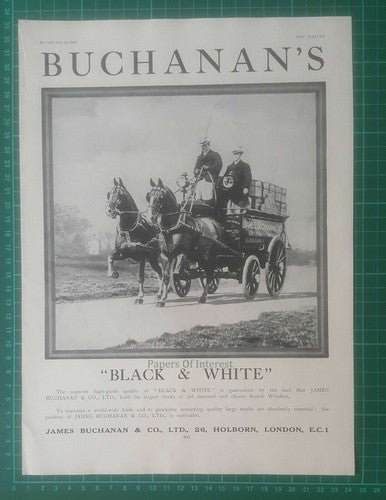 X1015) Buchanan's James Buchanan Black & White Whisky Magazine Advert  -  1924