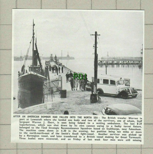 Warren J Ebert 72nd Strategic Reconnaissance Lowestoft Suffolk  - 1950 Cutting