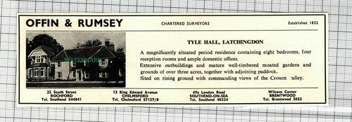 Tyle Hall Latchingdon Essex House Sale Cutting - 1966