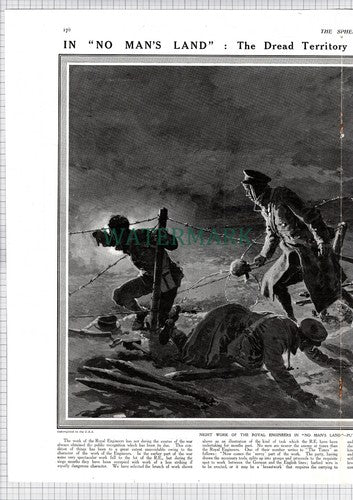 Royal Engineers  No Man's Land World War One Trenches Barbed Wire - 1915 Pullout
