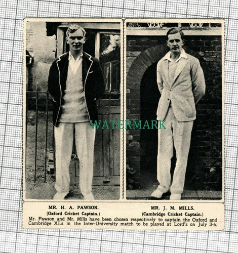 C1793) Mr H A Pawson & Mr J M Mills Oxford & Cambridge Cricket - 1948 Clip