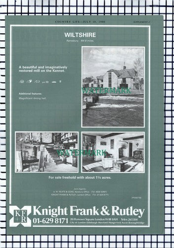 X1689) Mill River Kennet Wiltshire Sale Advert - 1980 Cutting