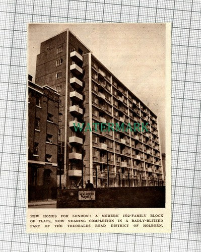 C2211) New Block of Flats Theobolds Road Holborn New North Street - 1948 Clip