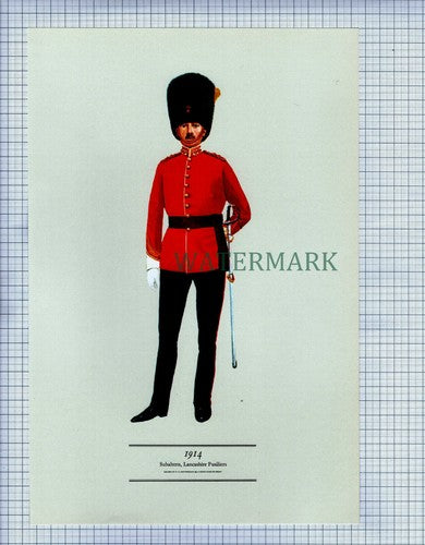 (X1387) LANCASHIRE FUSILIERS Subaltern -  PRINT c.1970