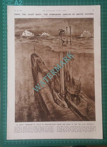 HM Submarine AMBUSH Snort Apparatus Rothesay  - 1948 Pullout Print