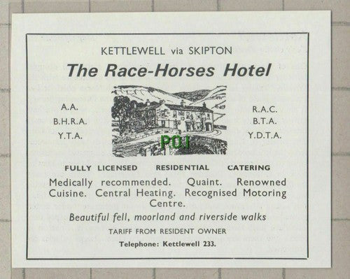(C574) The Race Horses Hotel Kettlewell   - c.1960s Cutting