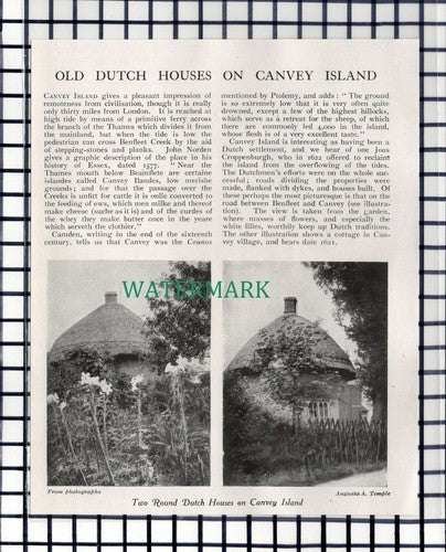 C6774) Old Round Dutch Houses Canvey Island  - 1909 Cutting