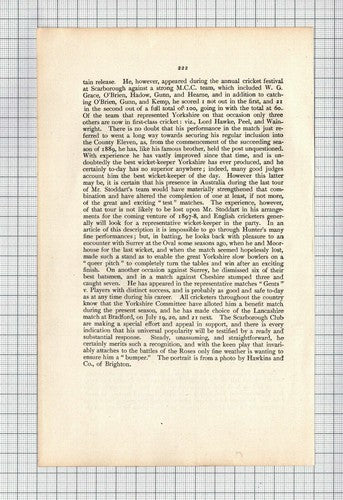 (6487) David Hunter Cricket Scarborough - 1901 Article