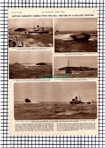 FLYING ENTERPRISE Ship Captain Kurt Carlsen  - 1952 Article