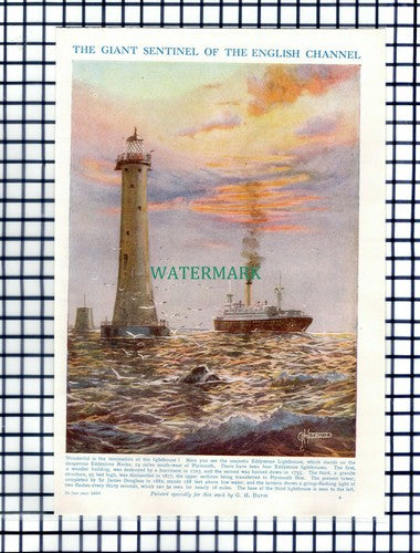 Eddystone Lighthouse   - c.1950s Cutting / Print
