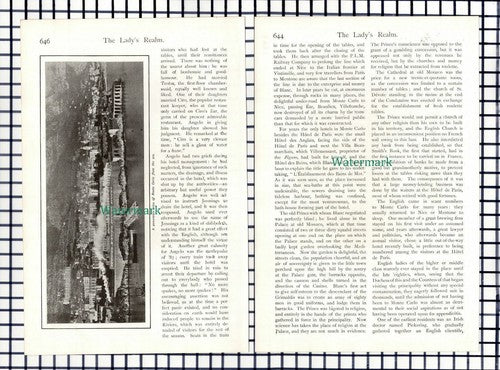 Monte Carlo Casino Francois Blanc  W Ballantine - c.1909 Article / Print