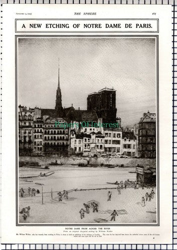 Notre Dame Paris France William Walker - 1913 News Page / Print