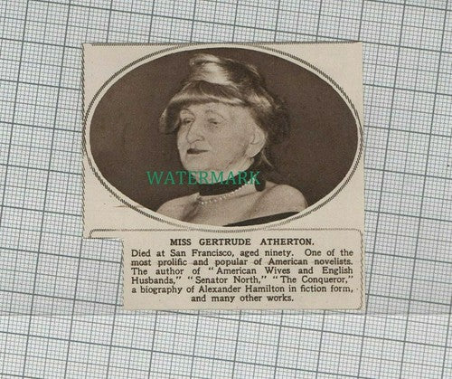 C1985) Miss Gertrude Atherton Novelist Obituary - 1948 Clip SMALL