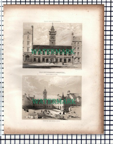 (2135) Glasgow Old Hutcheson's Hospital    - 1848 Print