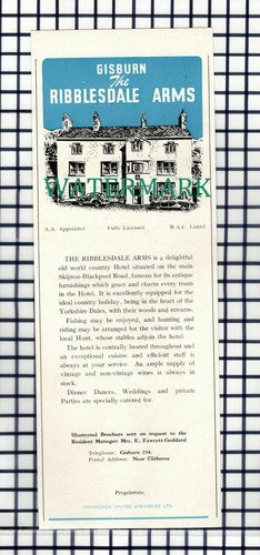 The Ribblesdale Arms Gisburn Advert  Mrs E Fawcett-Goddard - 1952 Cutting