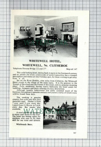 C7526) Whitewell Hotel Clitheroe  Windmill Hotel Parbold - c.1970s Cutting