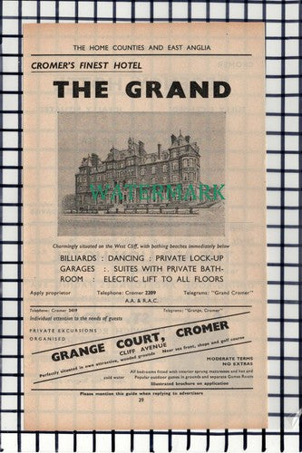 C6961) The Grand Hotel Cromer Advert - 1952 Cutting