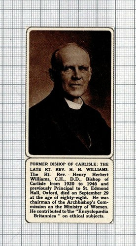 Rev Henry Herbert Williams  Bishop of Carlisle  -    1961 Small News Clipping
