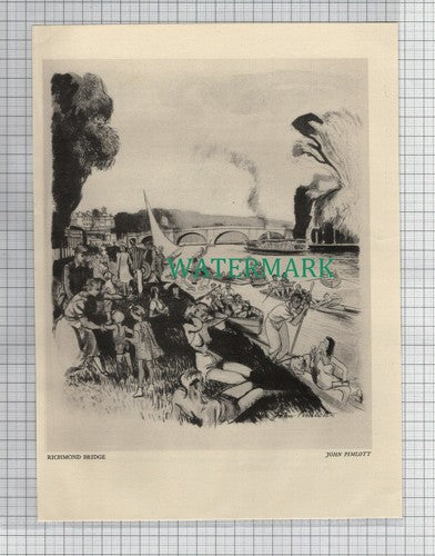 (8590) Richmond Bridge John Pimlott - 1948 Print / Cutting