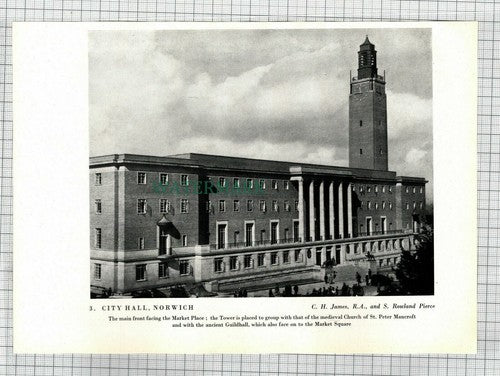 (7898) Watford Town Hall  / Norwich City Hall - c.1945 Book Print