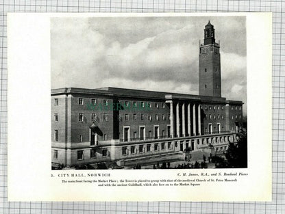 (7898) Watford Town Hall  / Norwich City Hall - c.1945 Book Print