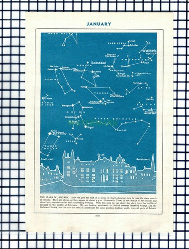 The Stars In January Oxford - c.1950s Cutting / Print