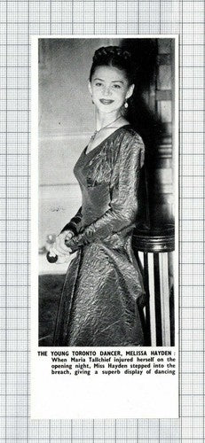 Melissa Hayden Toronto Dancer  - 1950 News Clipping
