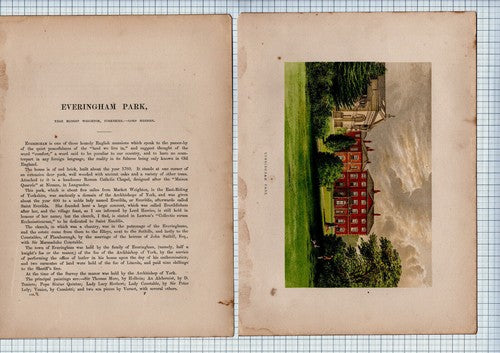 (6202) Everingham Park Market Weighton - c.1880 Article & Print - See condition!