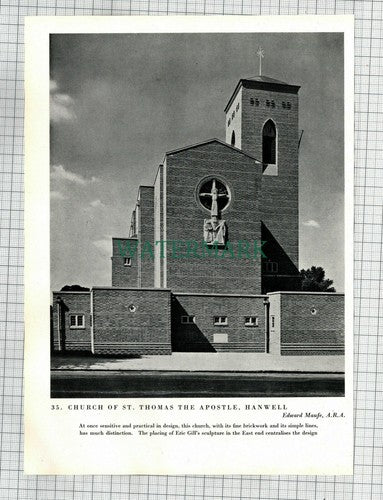 (8688) Church Of St Thomas The Apostle Hanwell - c.1945 Book Print