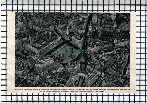 The National Gallery London Aerial View Admiralty Arch Trafalgar - 1950 Cutting