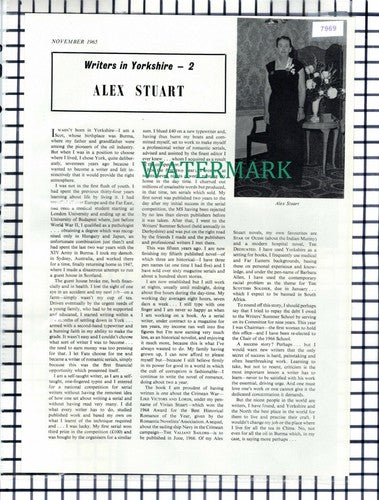 (7969) Alex Vivian Stuart Author Yorkshire  - 1965 Article