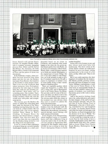 (6907) Acorn Village Trust Mistley Hall Manningtree Denzil Green - 1994 Article