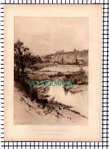 Guildford From St Katherine's Hill Percy Robertson  1891 Print  / Etching