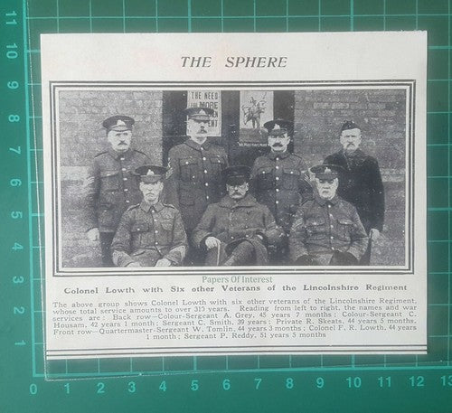 C4886) Col Lowth Lincolnshire Regiment Grey Housam Reddy Skeats Tomlin - 1915