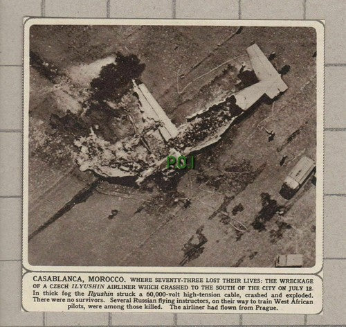 Czech Ilyushin Airliner Crash Casablanca Monaco Plane Crash - 1961 Small Cutting