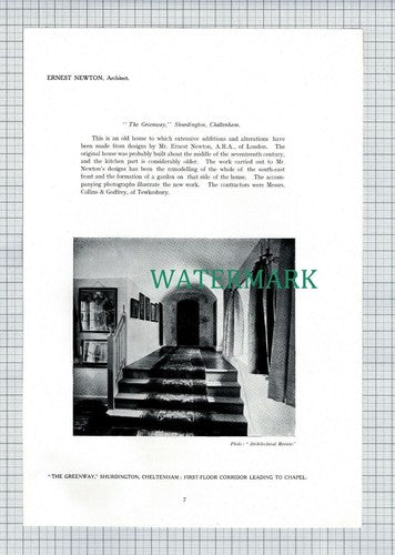 The GREENWAY Shurdington Cheltenham Ernest Newton - 1911 Article / Print