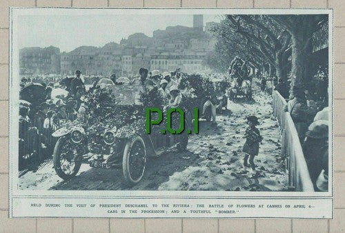 (5214) The Battle Of Flowers At Cannes  - 1920 Clip - Some Creasing