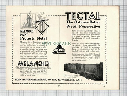 X1757) Mond Staffordshire  Tectal / St Helens Cable Slough Advert - 1927 Cutting