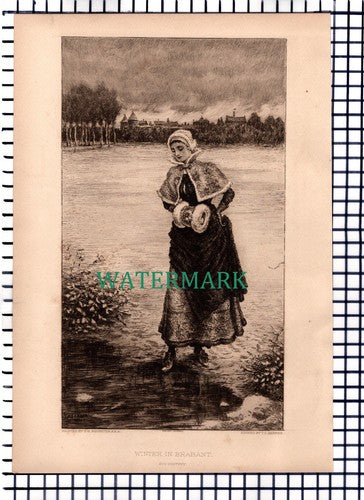 Winter In Brabant GH Boughton TC Farrer  - 1891 Print  / Etching
