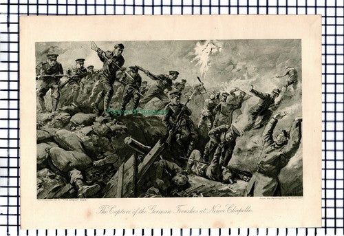 X1248) Capture Of German Trenches Neuve Chapelle World War 1 - c.1918 Print