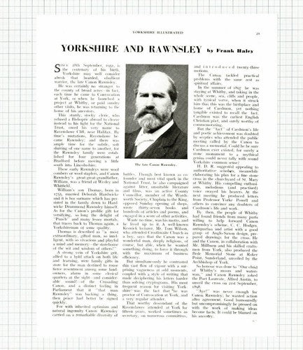 (6011) Canon Rawnsley Yorkshire Frank Haley - 1951 Article