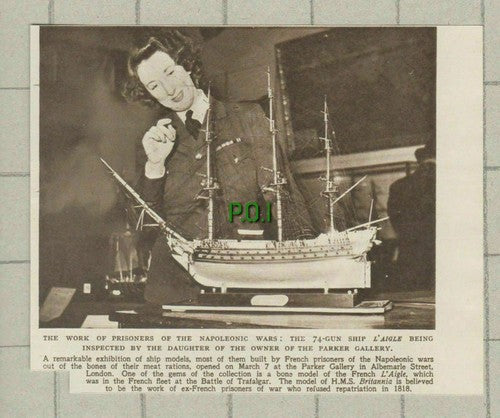 C217) Parker Gallery Albemarle St London L'Aigle Ship Model -1949 Clip