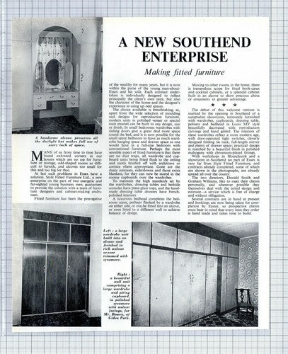 Donald Smith Graham Williams Essex Style Fitted Furniture Ltd  -1964 Clipping