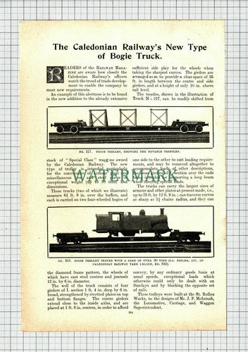 C7547) The Caledonian Railway Bogie Truck   - 1908 Article