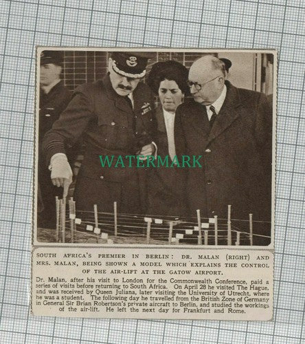 C1955) Dr Malan South Africa Gatow Airport Air Lift Model Berlin - 1949 Clip